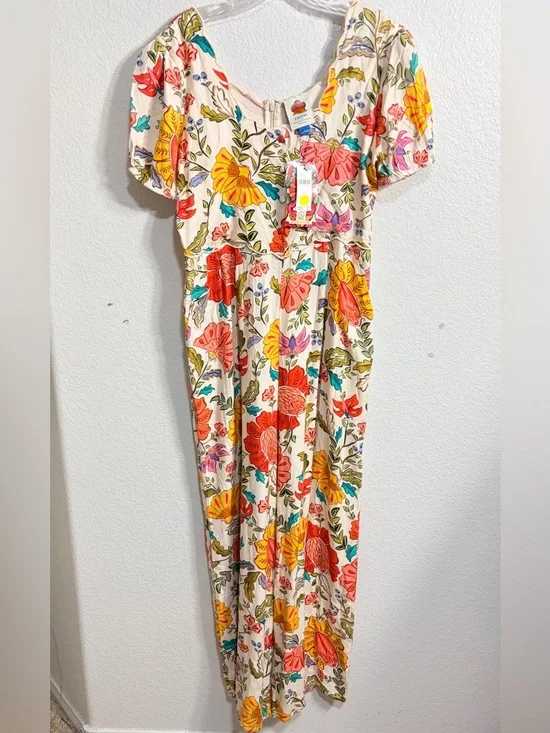 Farm Rio Floral Pantsuit Botanical  Anthropologie Large NEW WITH TAGS - Picture 3 of 6